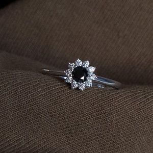Sterling Silver Ring black gemstone